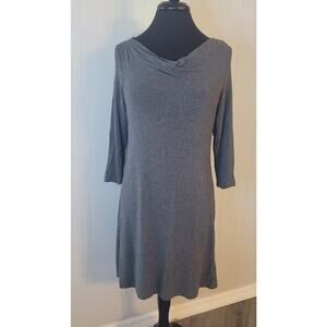 Eileen Fisher Cowl Neck Midi Dress Heather Gray PS